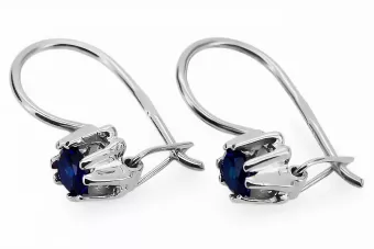 Kolczyki z 925 Srebro 14k 583 z Sapphire vec053s Rosyjski styl Vintage Biżuteria Art Deco